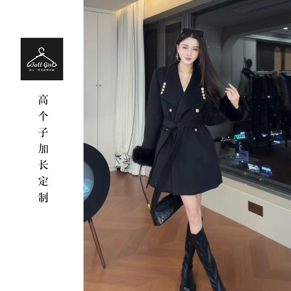 「雪国暖衣」高个子加厚90白鸭绒狐狸毛圈羊毛羽绒服西装外套