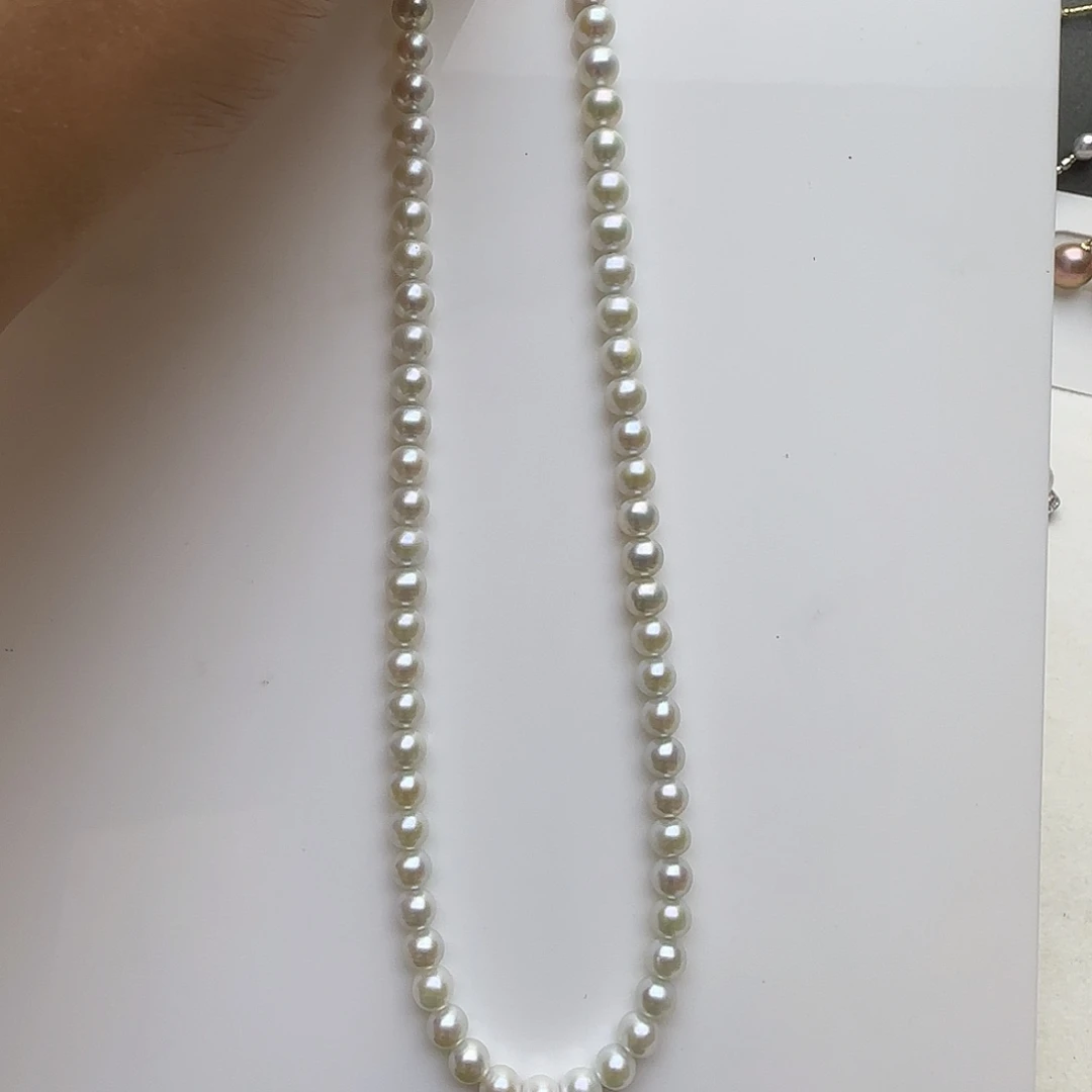 C***O淡水珍珠银S925镶嵌项链冷光珍珠项链