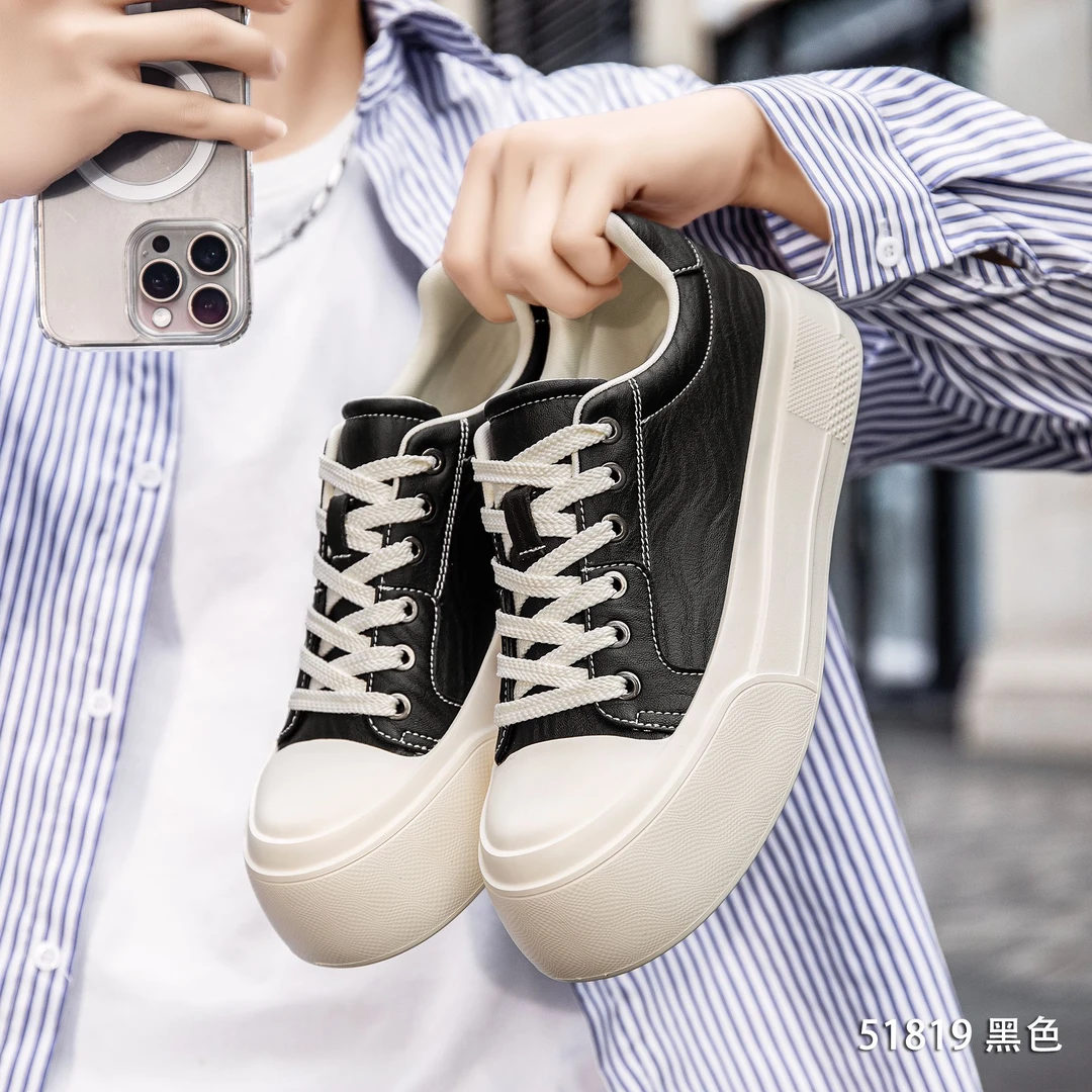 【店铺新品】耐磨增高系带休闲帆布鞋休闲鞋子男士干净感痞帅男鞋