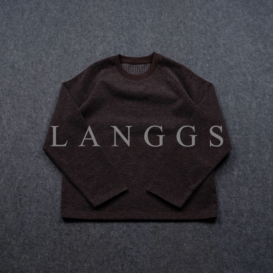 LANGGS&木子里 25秋季高端宽松时尚领口拼色长袖卫衣-FW5411