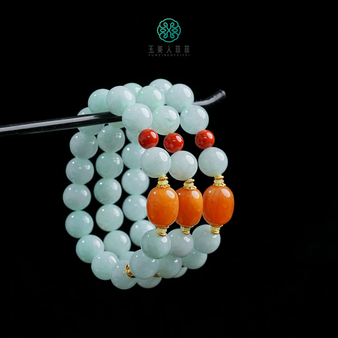 石惑珠宝-翡翠手串-圆珠约11mm~多样性发一