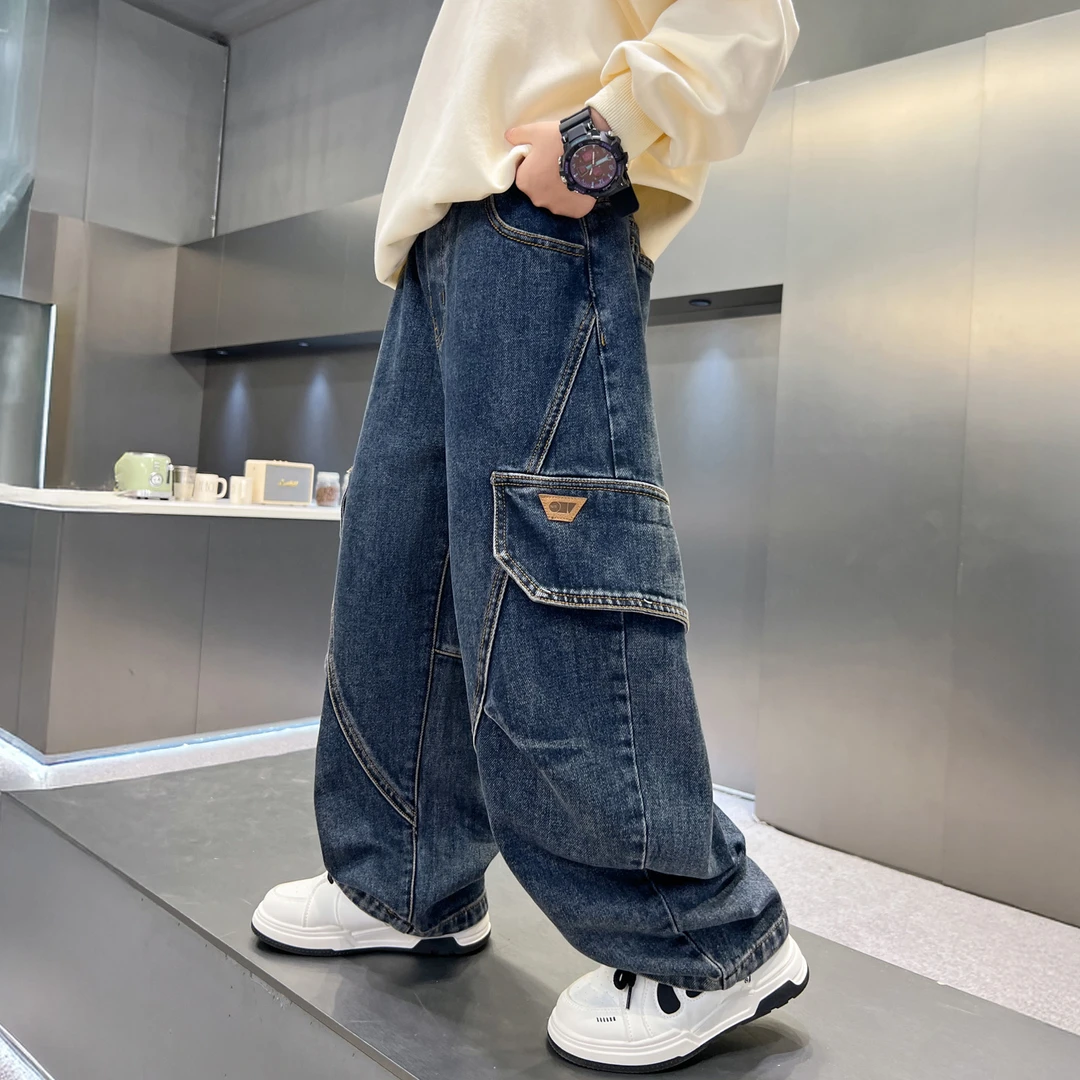 男童裤子2025新款秋装儿童春秋款牛仔裤大童秋季直筒裤宽松长裤潮