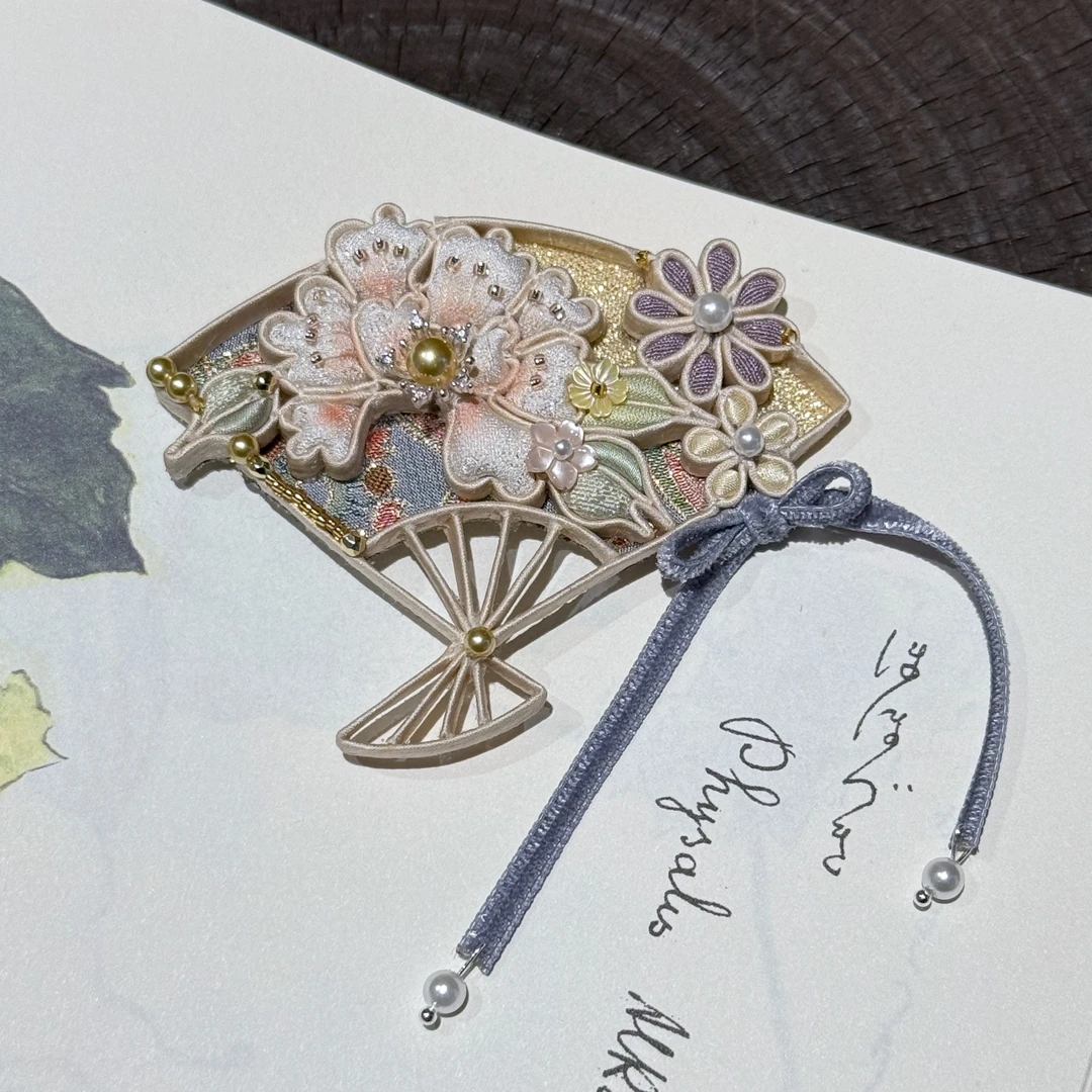 牡丹扇子盘扣胸针 非遗手工盘扣磁吸胸针日常百搭服饰饰品