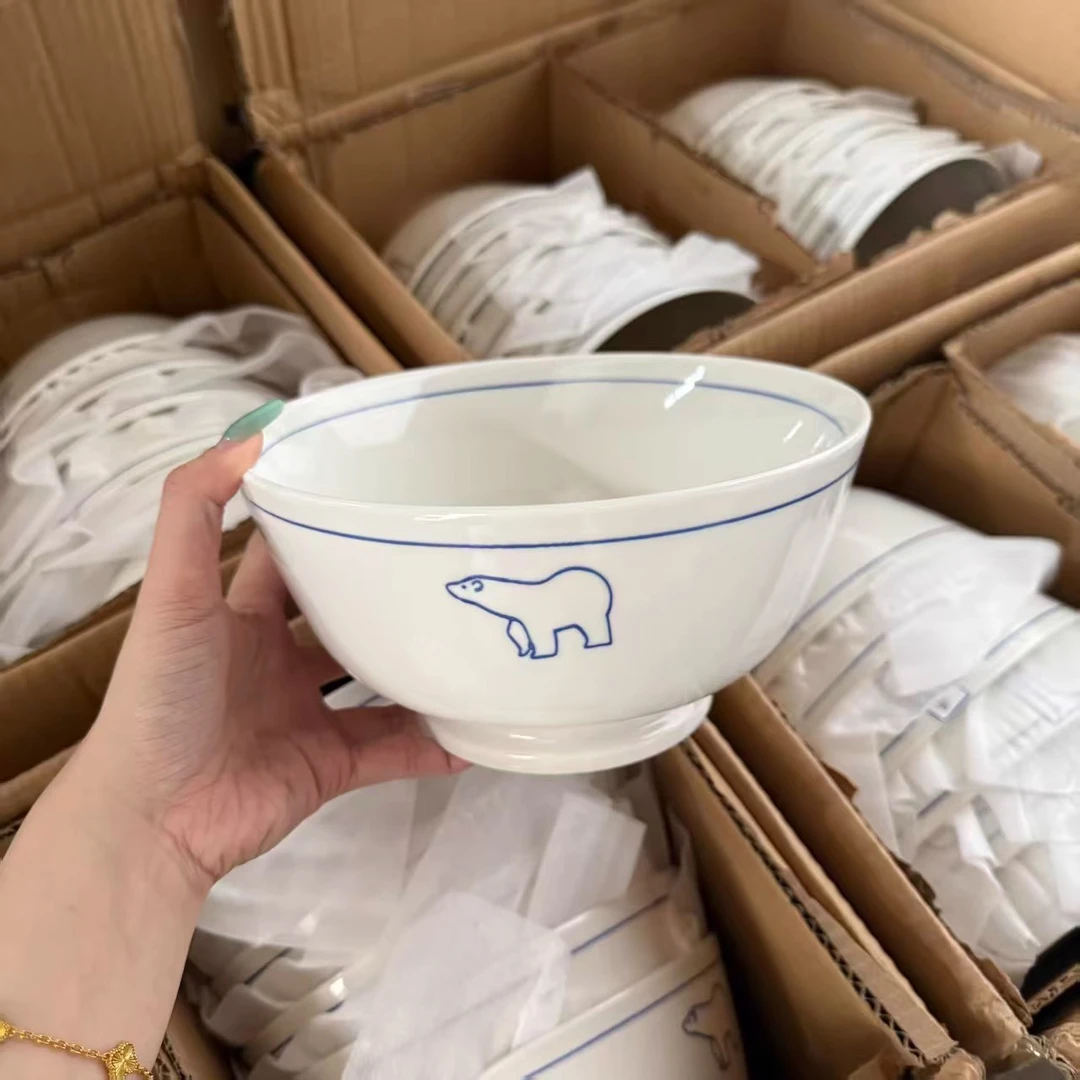 一诺厨房可爱猫咪米饭碗北极熊家用陶瓷碗盘釉下彩餐具盘菜盘面碗