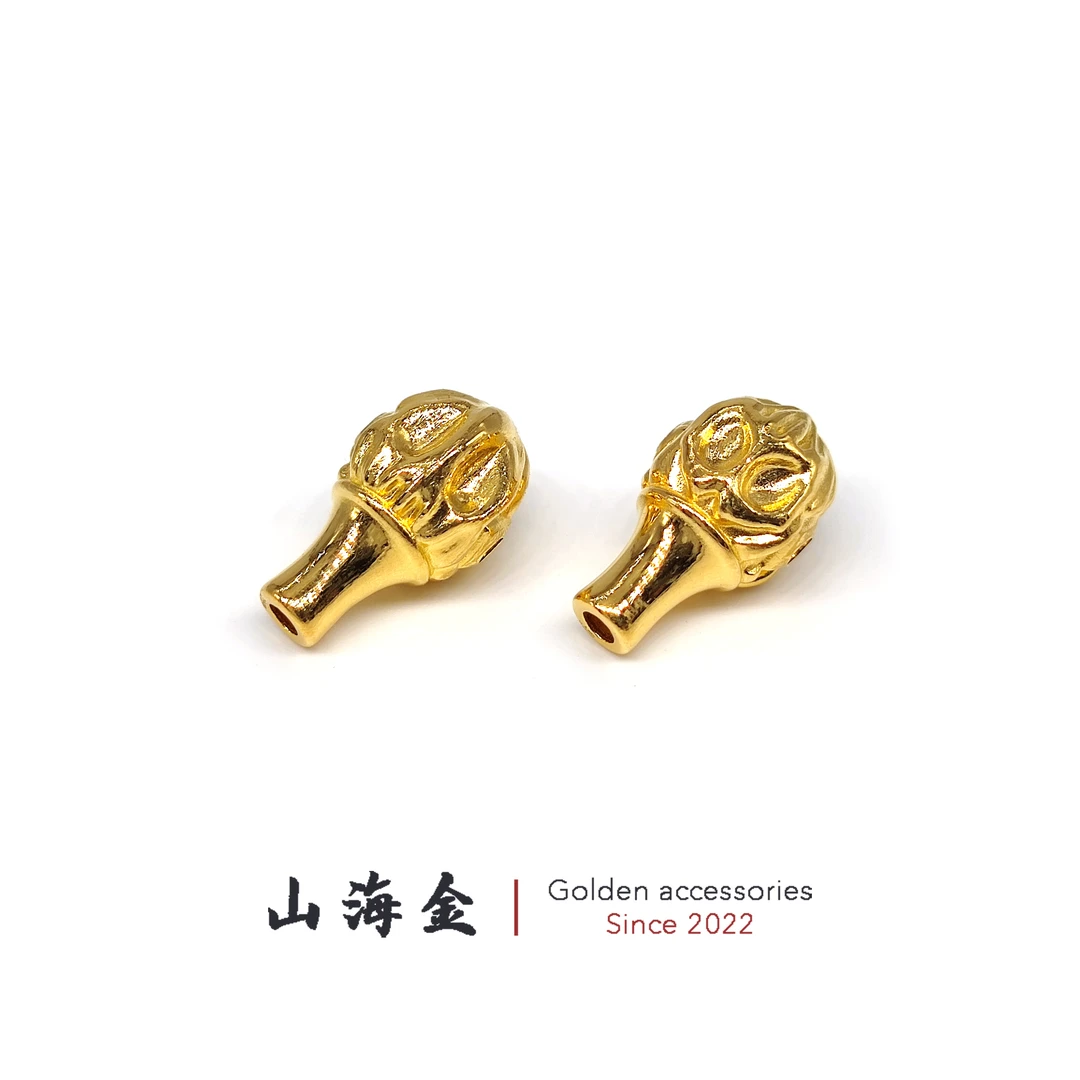 山海金 24K999足金复刻百香籽三通文玩手串柏香籽108手持菩提配饰