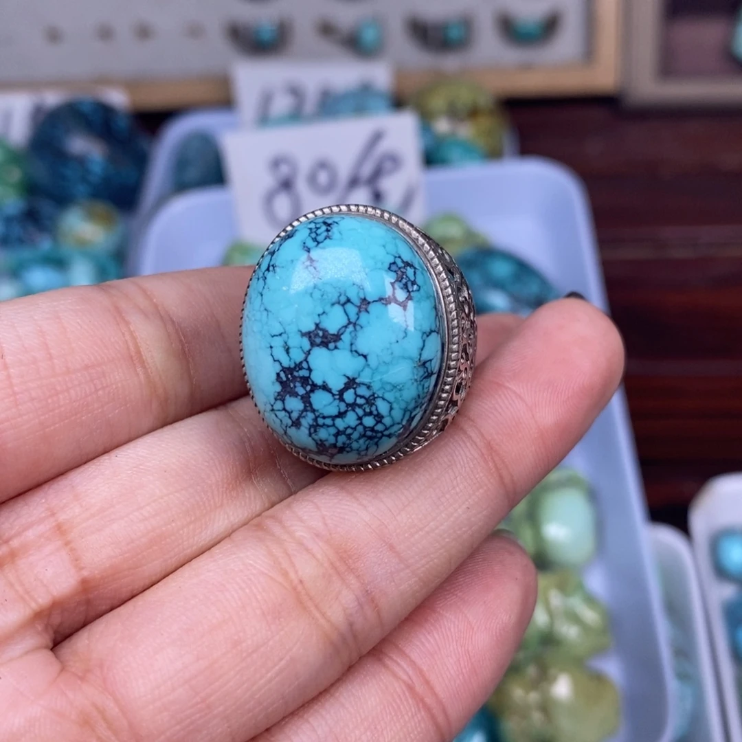 绿松石银S925镶嵌挂件