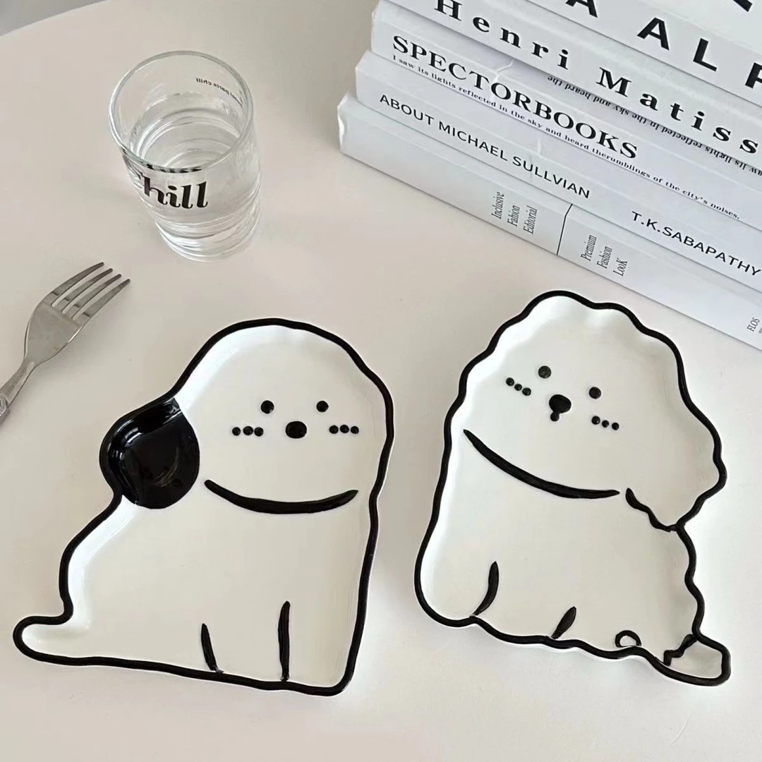 ins可爱异型早餐卡通狗狗陶瓷造型点心水果蛋糕甜品儿童餐盘盘子