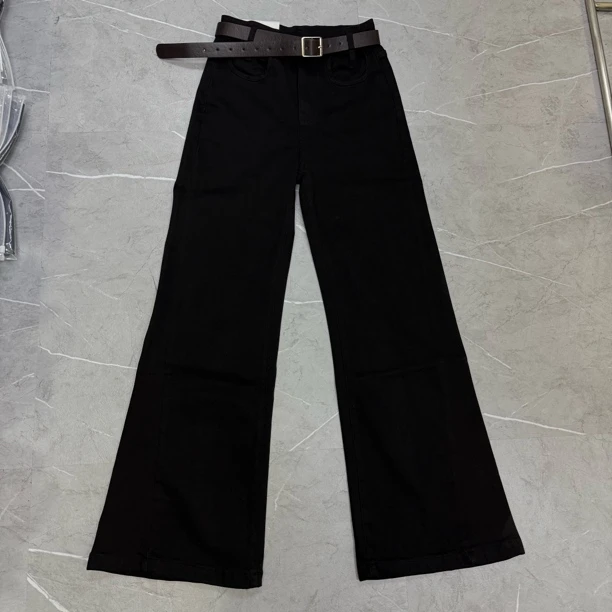 春夏季新款黑色弹力大喇叭裤 62317#