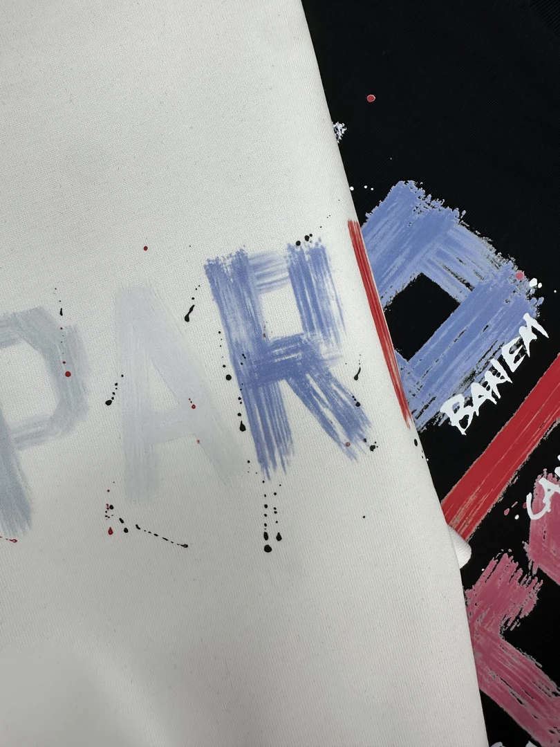 34号链接【手绘字母】欧洲站圆领纯棉宽松潮牌情侣同款短袖T恤814