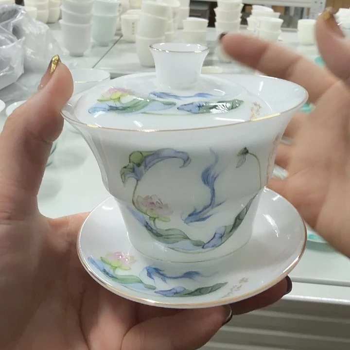 冰种专场三才竹节三才盖碗盖下120静待花开