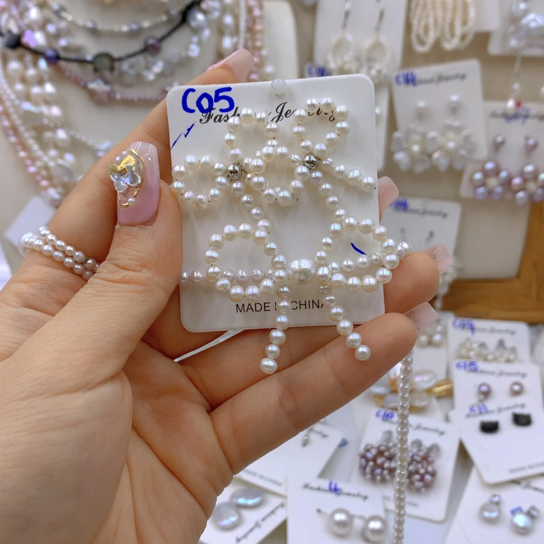 淡水珍珠耳饰银S925镶嵌