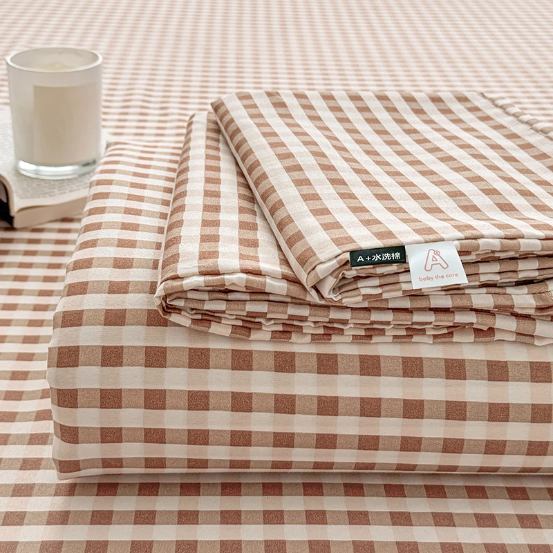 夏季A类水洗棉床单格子款2025新款透气学生宿舍床单双人被单单件