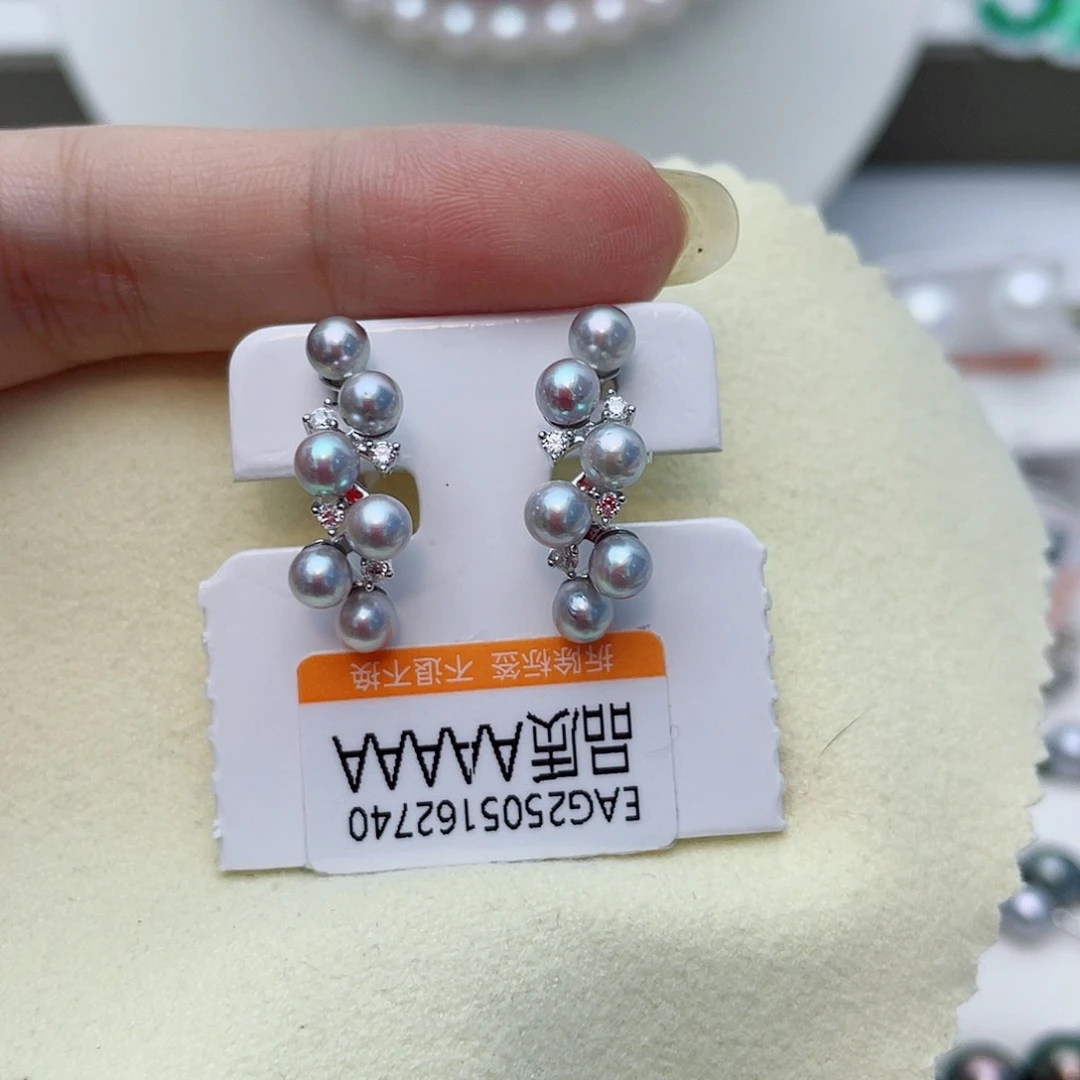 银S925镶嵌耳饰海水珍珠w57