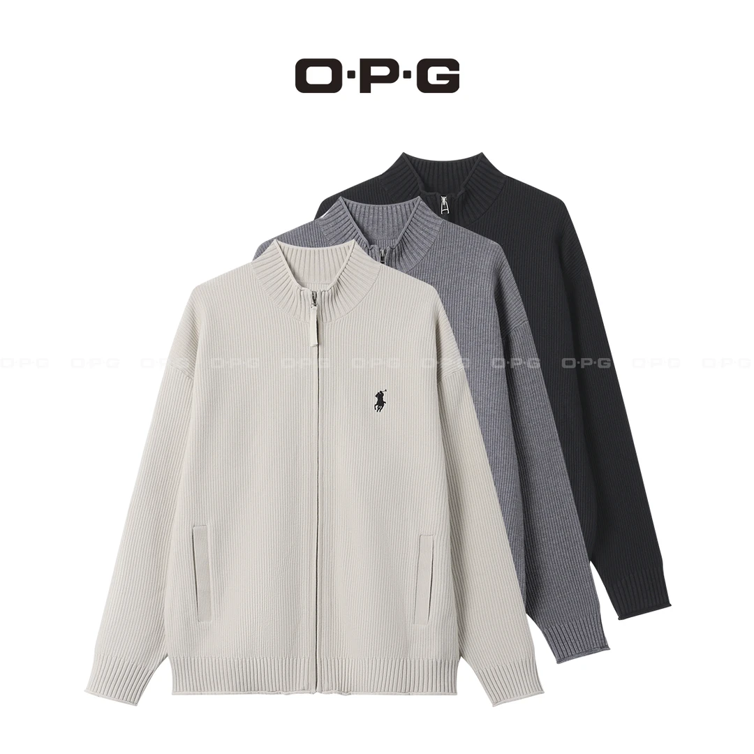 遥发服装【老钱风轻奢刺绣小logo针织毛衣】秋季新款休闲外套9306