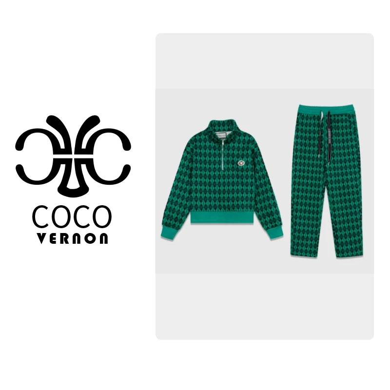 【VERNON COCO】Y10秋冬系列加绒半开襟休闲运动套装VN422