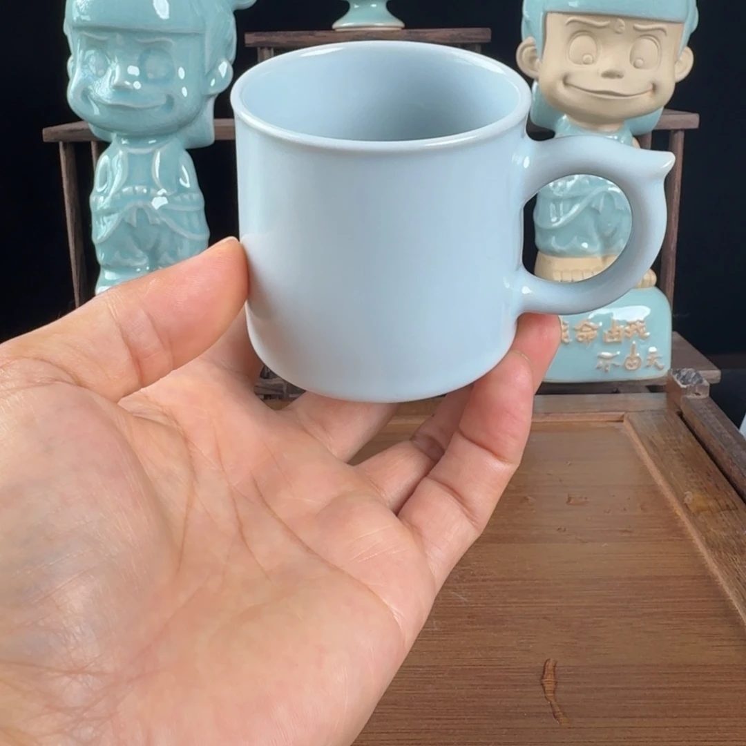 摆件汝瓷月白咖啡杯