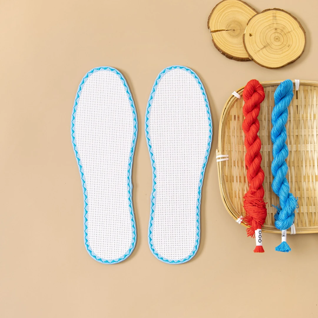 套装组合1【纯色线+11CT鞋垫】高档七层纯棉布100%十字绣鞋垫白板