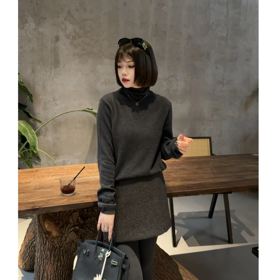 MY【无缝一体】100%全羊毛一线成衣百搭打底冬季新款软糯亲肤针织衫