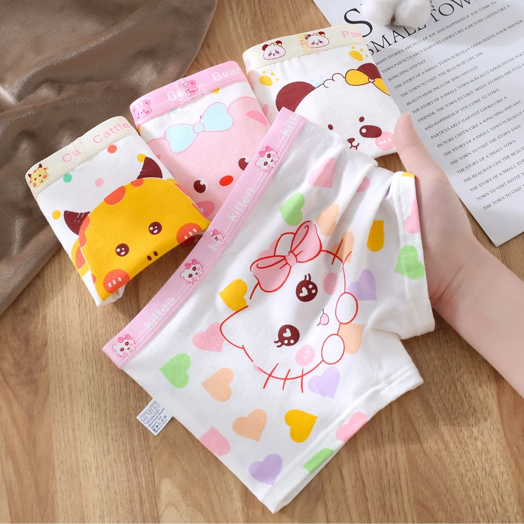 纯棉女童内裤平角裤儿童女宝宝卡通小女孩抗菌四角短裤春夏内裤