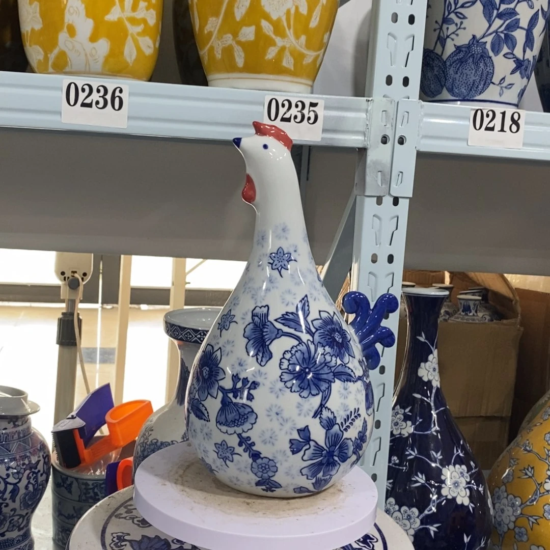 瓶公鸡摆件花瓶摆件