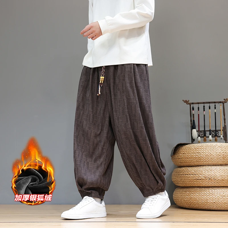 男士秋冬季大码休闲裤中国风潮流灯芯绒束脚裤新款潮流百搭阔腿裤