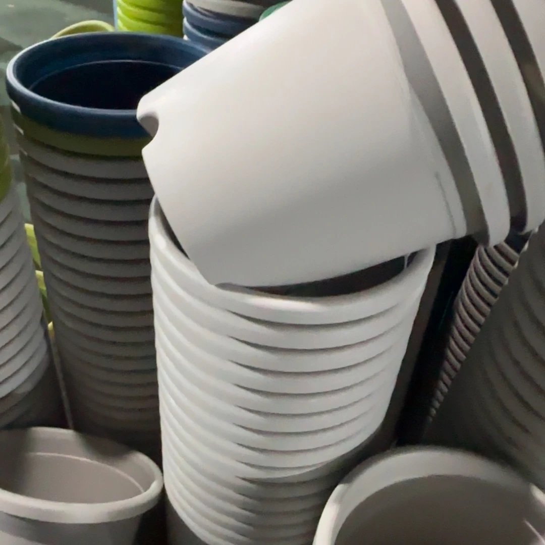 树脂四季盆2#无拖灰白微瑕13