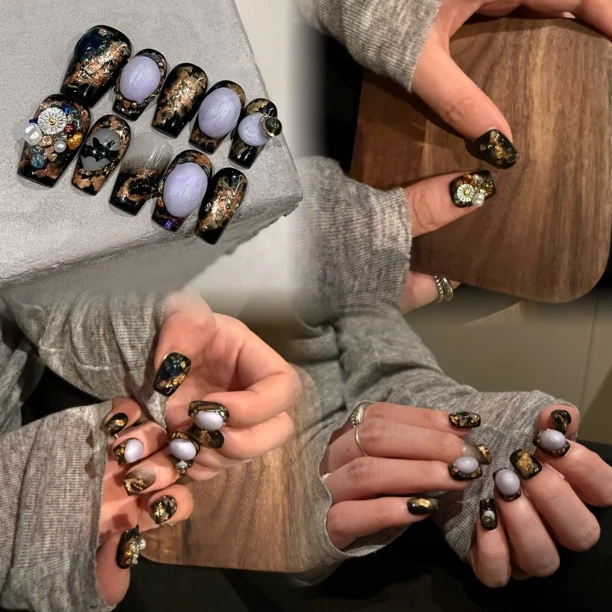 Mori茉莉 | 黑天使【纯手工穿戴甲】10片