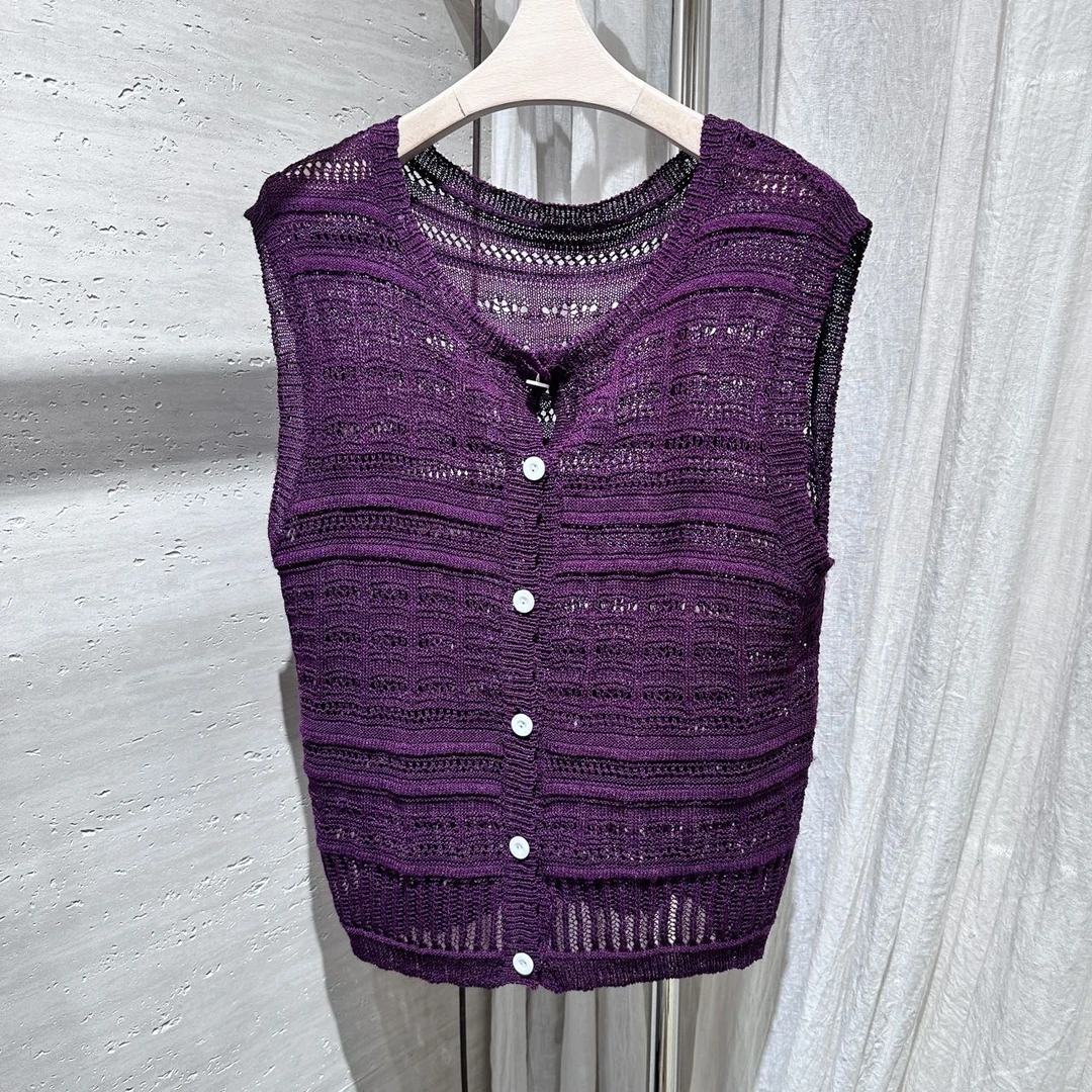 Mozch 和纸超凉快镂空钩花背心开衫针织50183