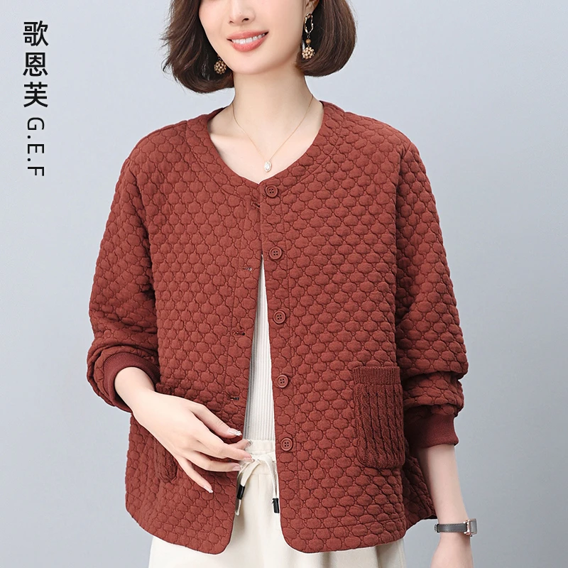 休闲短外套女春秋2025年新款小个子洋气减龄圆领上衣妈妈夹克开衫