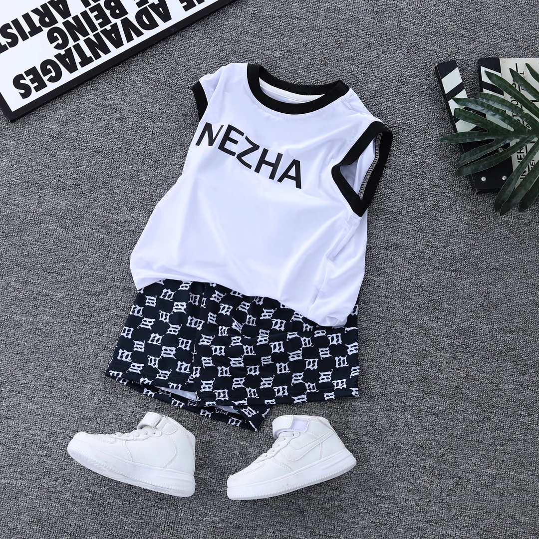 男女童速干冰丝哪吒套装夏季2025新款儿童宝宝无袖背心运动两件套