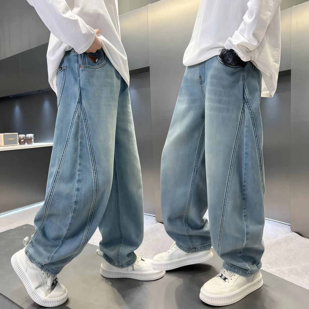 男童牛仔裤秋装2025新款儿童韩版宽松休闲裤子中大童男孩初中生