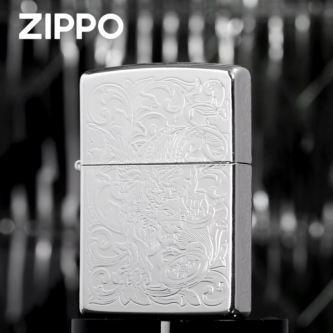 zippo打火机正品/常规包银财色双收貔貅唐草仙子雕刻DYJ1