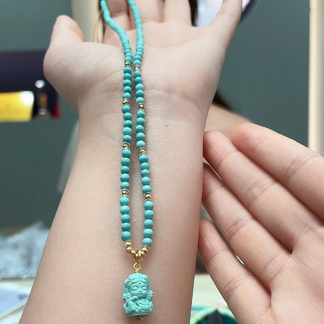 绿松石18K金镶嵌颈饰