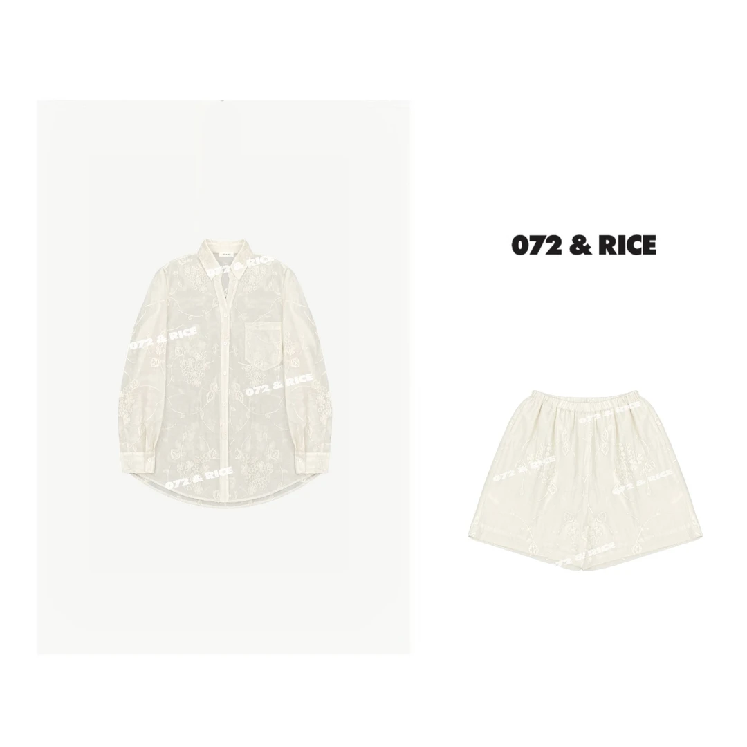 072 & RICE【云裳花】莱赛尔 提花衬衫短裤套装 24NW028Z FF