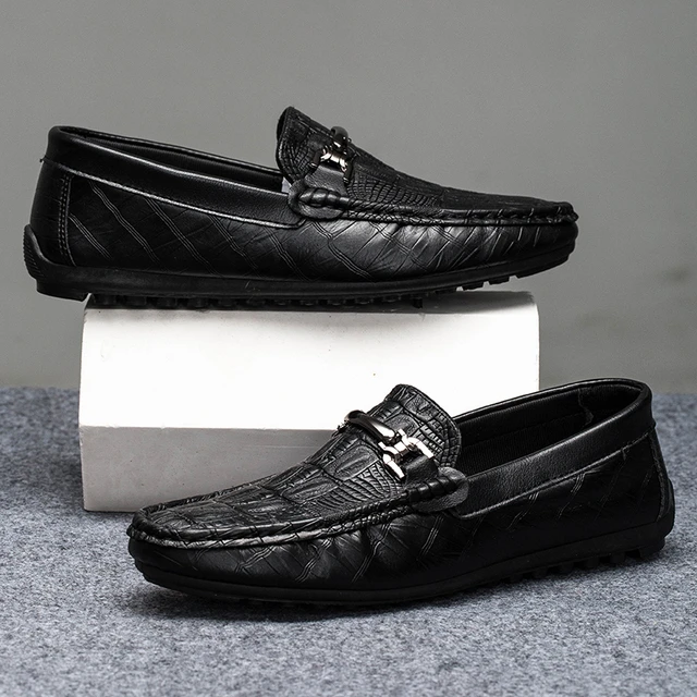 2025春夏休闲豆豆皮鞋鳄鱼纹透气百搭商务驾车鞋韩版新款软面男鞋