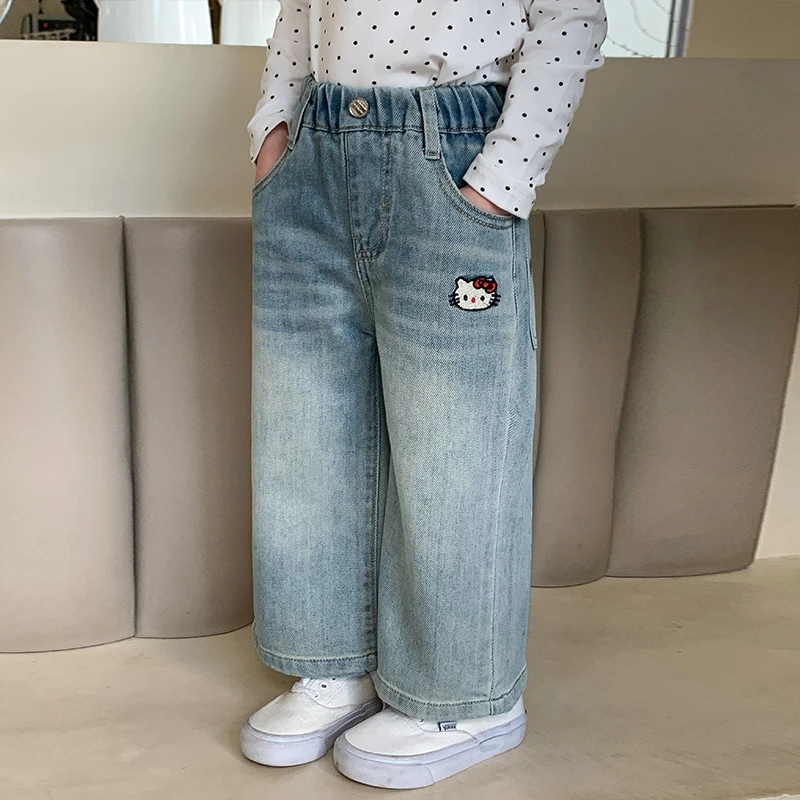 女童软牛仔裤洋气外穿春秋儿童女宝宝休闲百搭裤子宽松直筒裤秋款