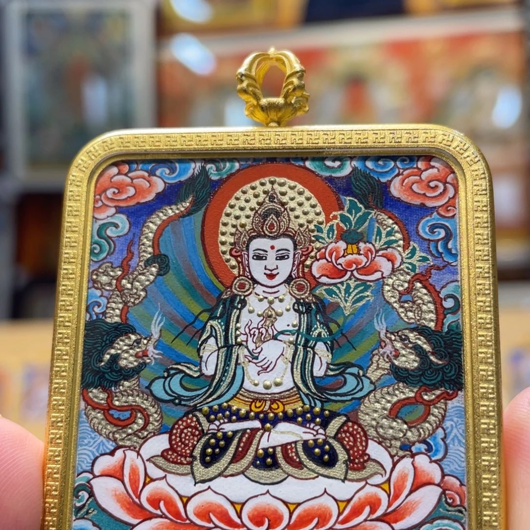 吊坠热贡纯手绘唐卡大势至菩萨