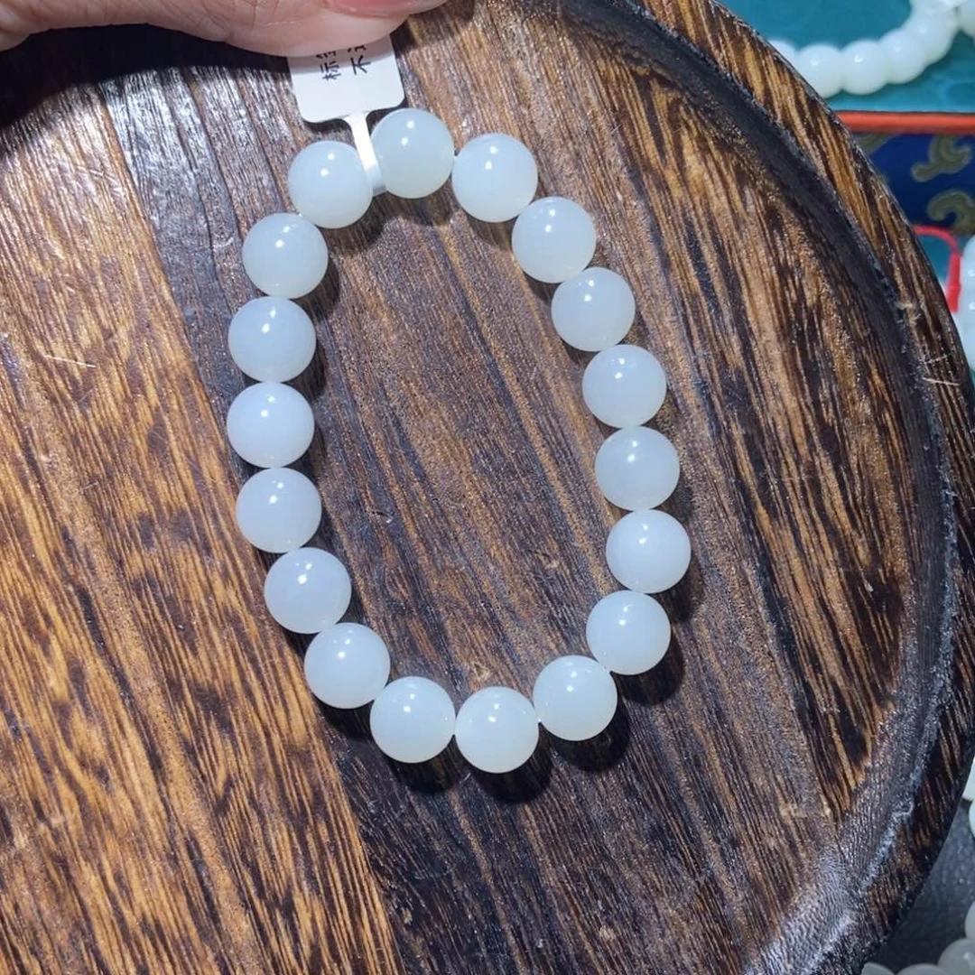 豆***7和田玉未镶嵌手串卡12圆珠