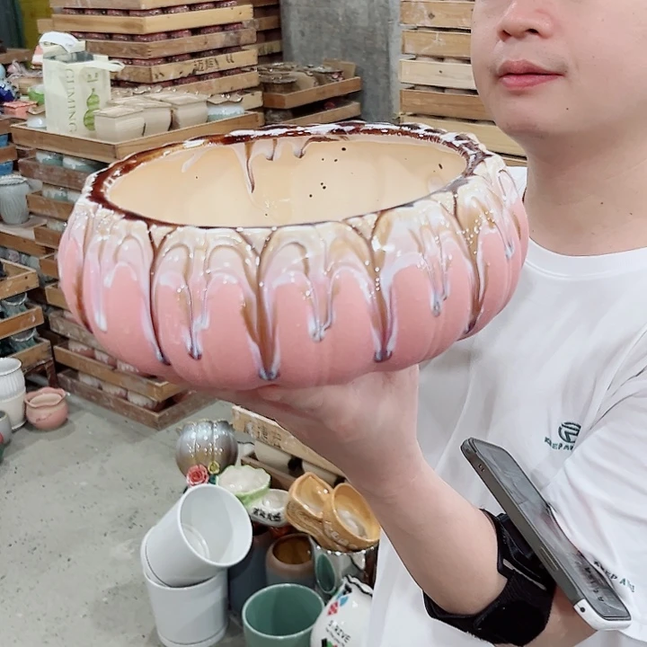 有孔.凑单10元陶瓷花盆发货！