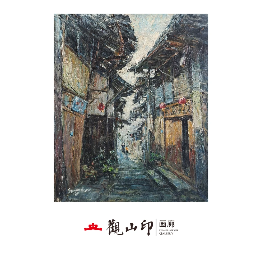 Sjl原创手绘风景油画60.2x50.2cm乡村作品6407