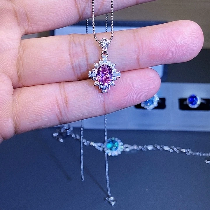 颈饰银S925镶嵌碧玺