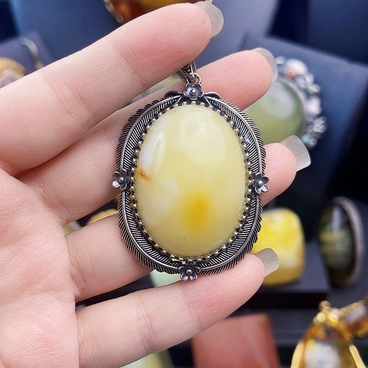 琥珀银S925镶嵌裸石