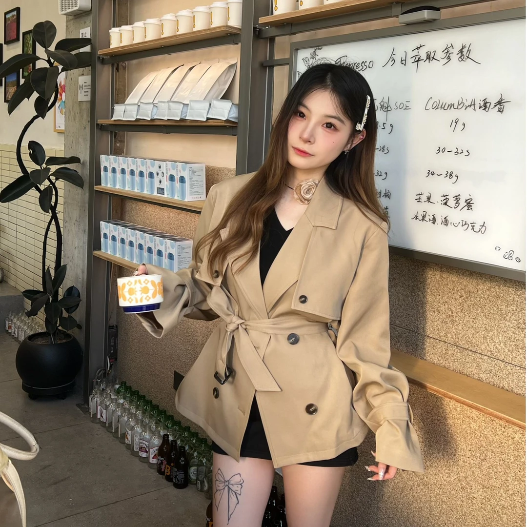 【新款】珠糖女装 · 秋季 拽姐穿搭廓形显瘦双排扣中长款风衣外套