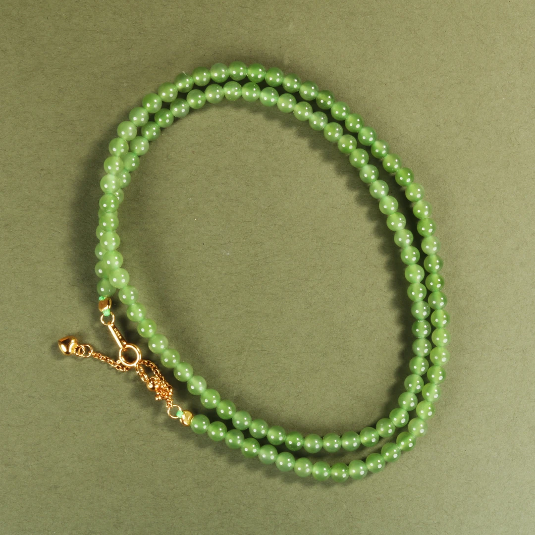 【小娟珠宝】G56 和田玉碧玉圆珠项链   1561