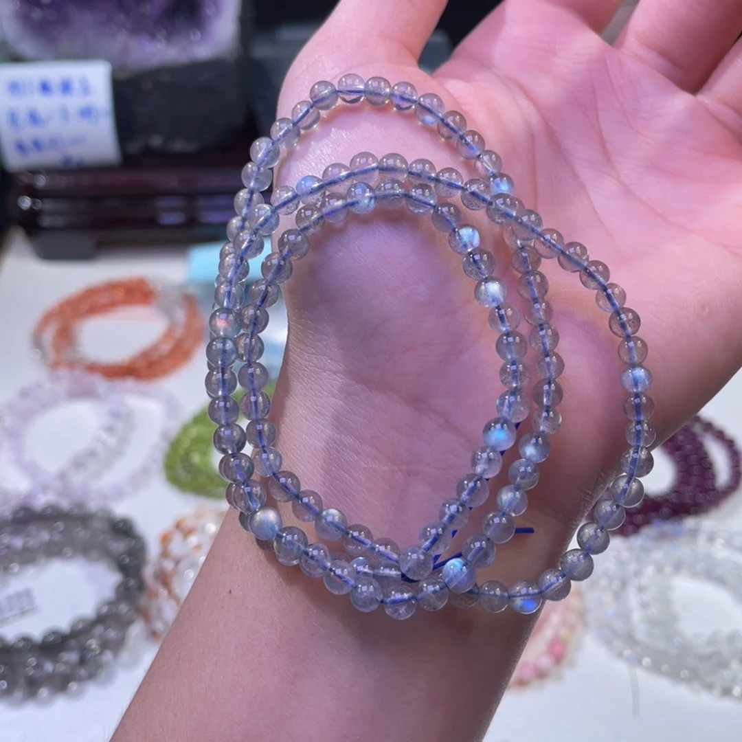 未镶嵌手链水晶强光灰月三圈 4+