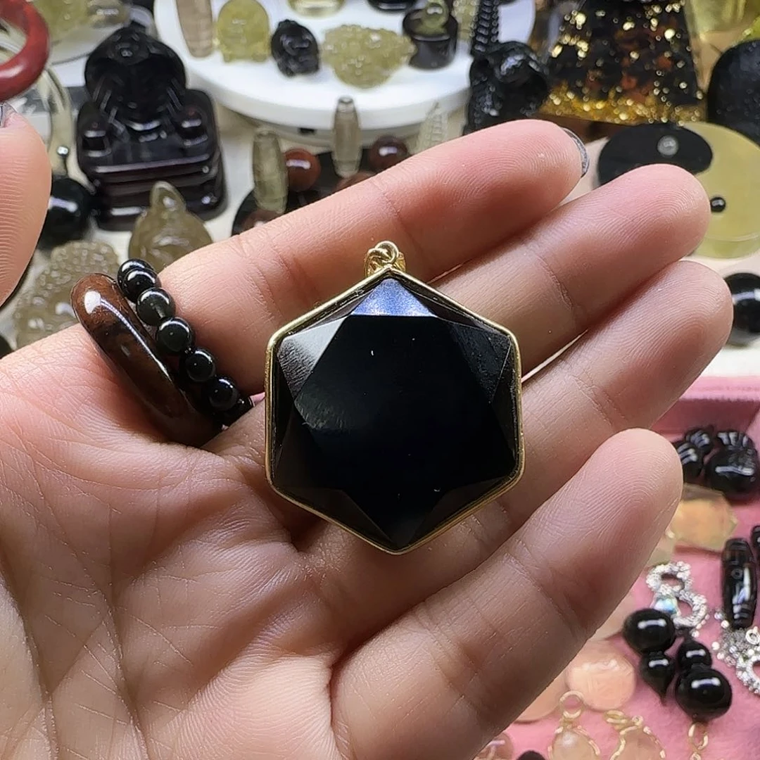 雷公墨六芒星吊坠