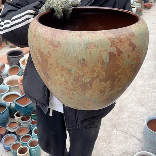 紫砂花盆高度30口径30无孔