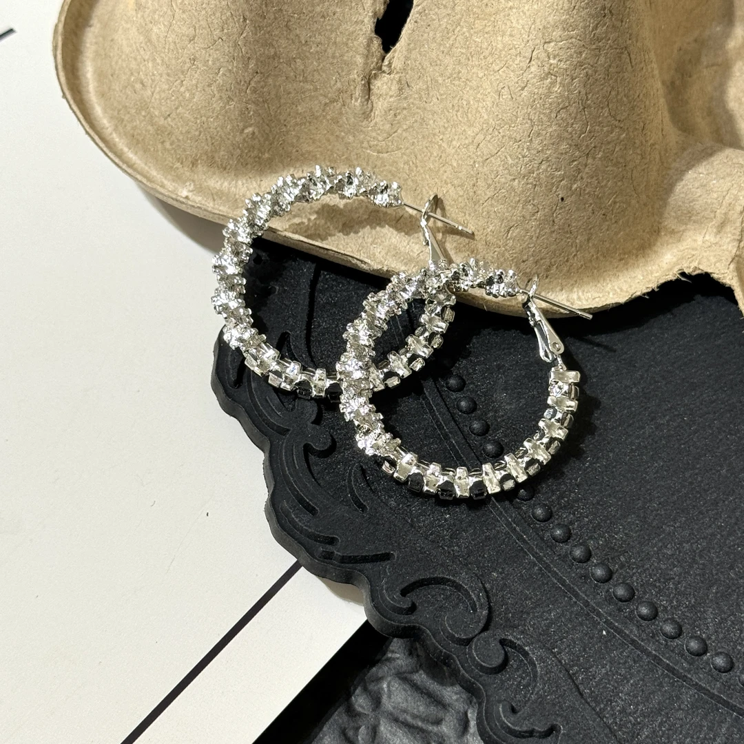 925银耳饰 LARVINA 银色圈圈耳环克罗心手工气质