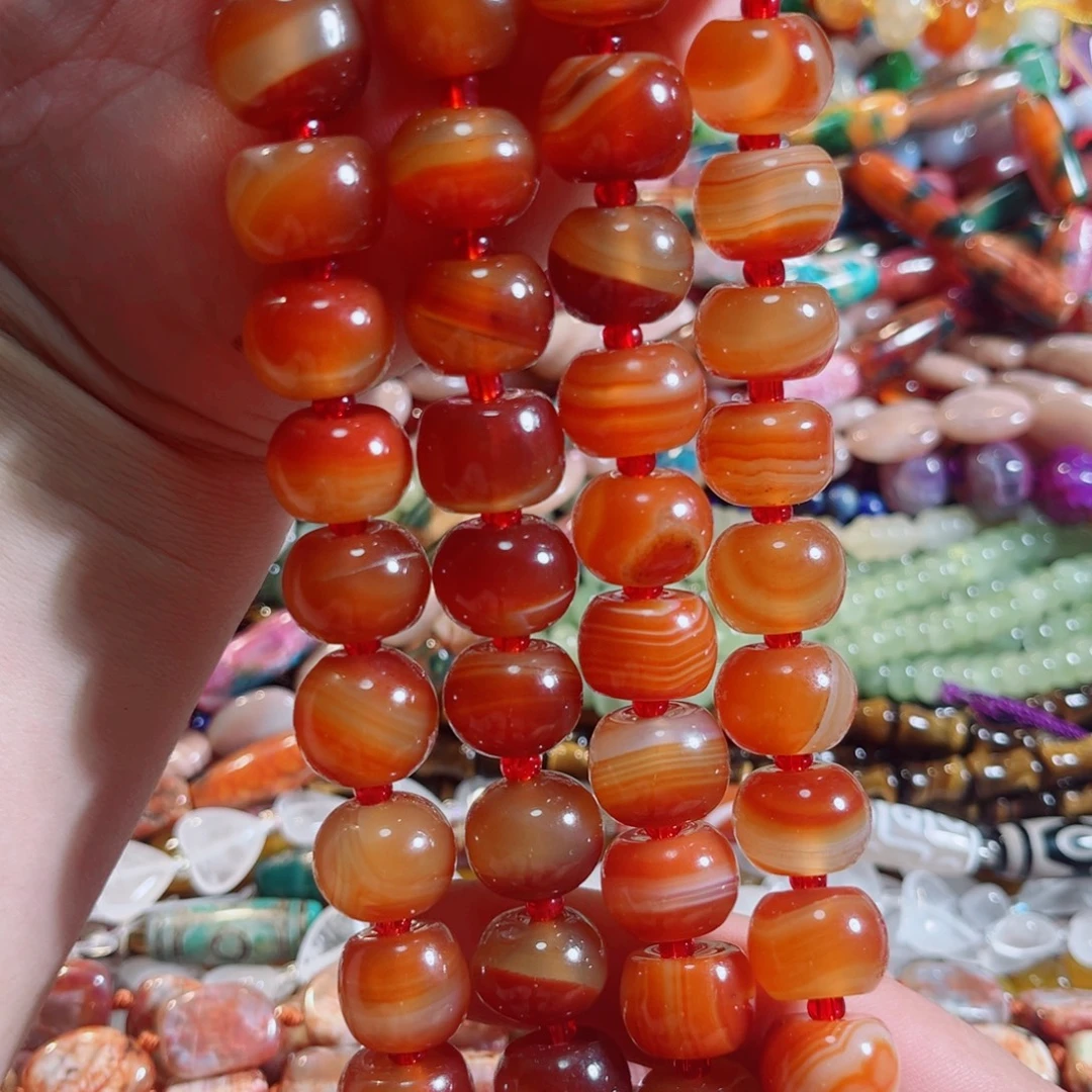 合金玛瑙/玉髓珠宝半成品蚕丝车轮一条16mm
