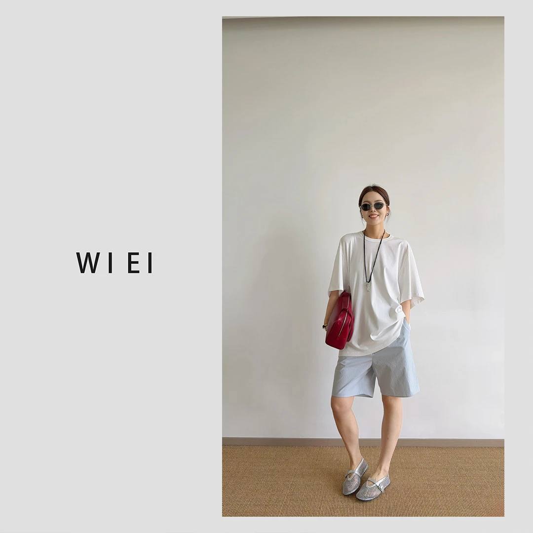 《WI EI》男友T*高织高密棉后领系带松弛感oversize廓形T恤W25T024